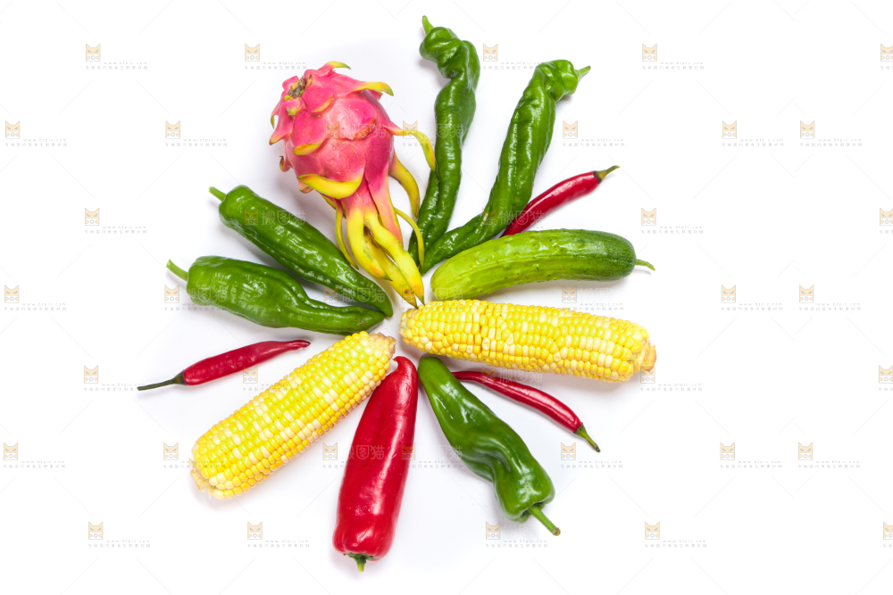 白底上的蔬菜组合