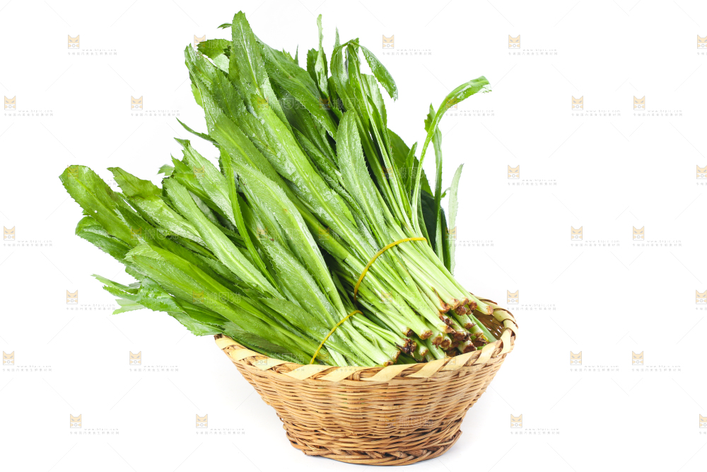 白底上放着一筐云南大香菜