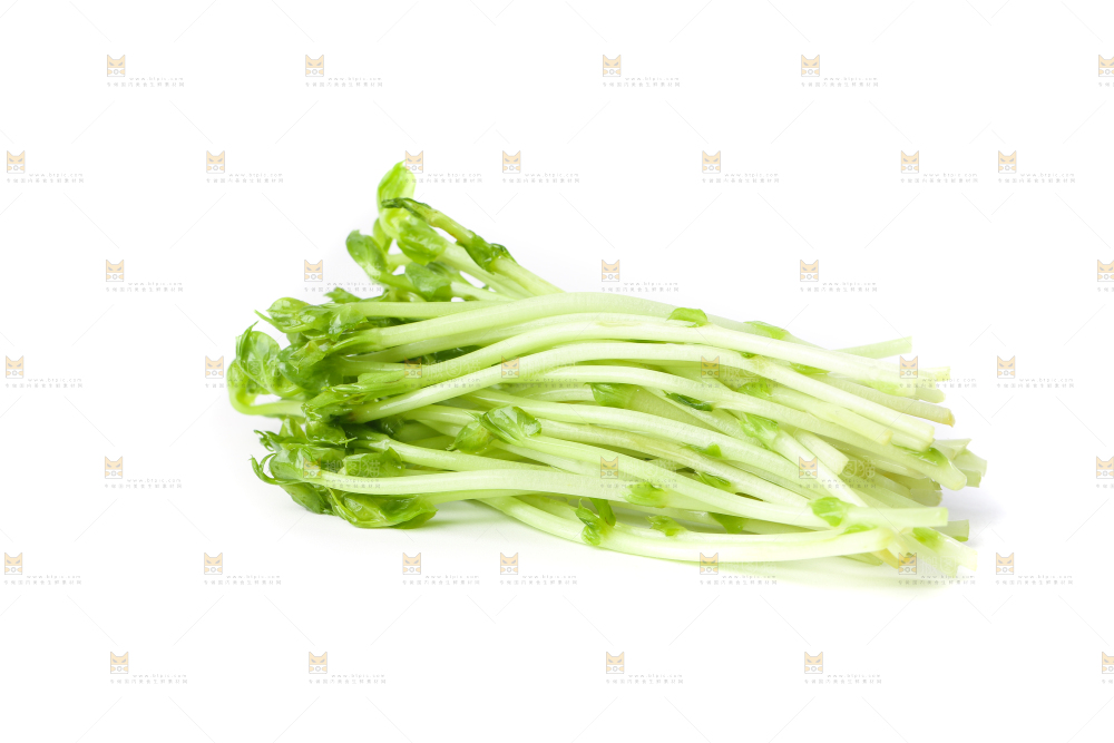 白底上放着豌豆芽菜