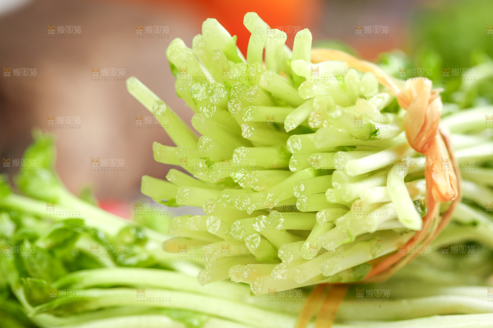 木板上放着豆苗菜