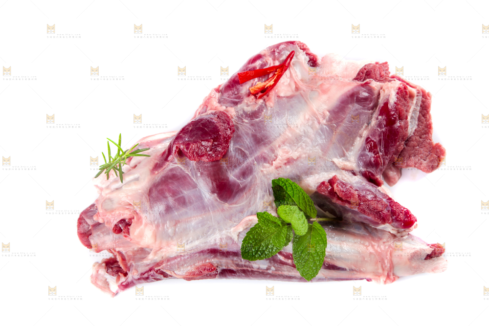 白底上的散养黄牛肉