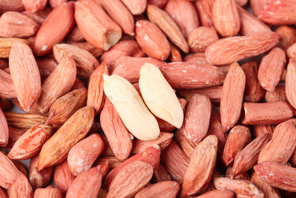 白底上摆放着小花生米