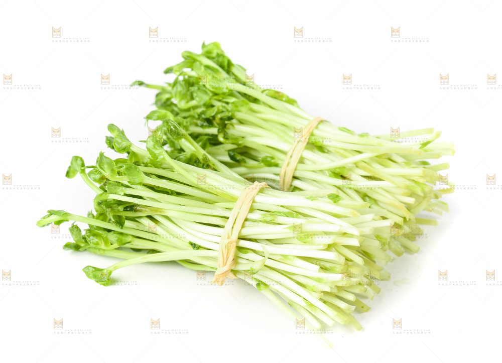 白底上放着豌豆芽菜