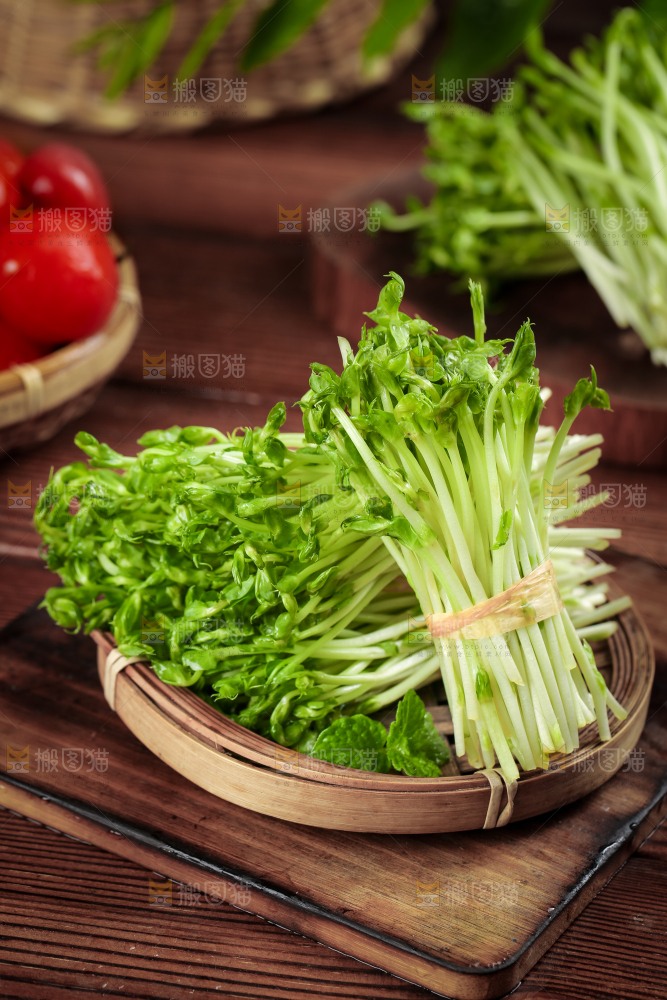篮子里装着豆苗菜
