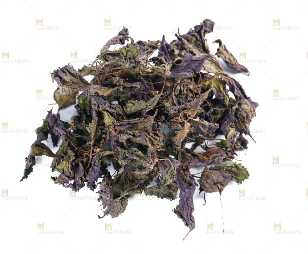白底上的紫苏叶干