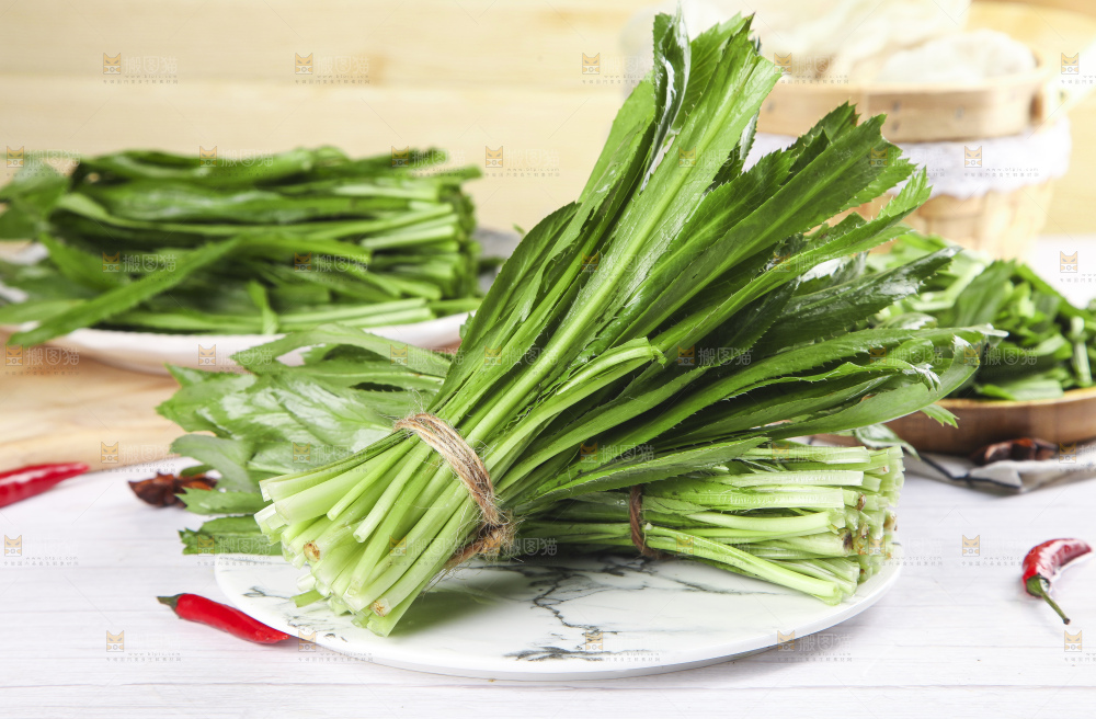 浅底上放着一盘云南大香菜