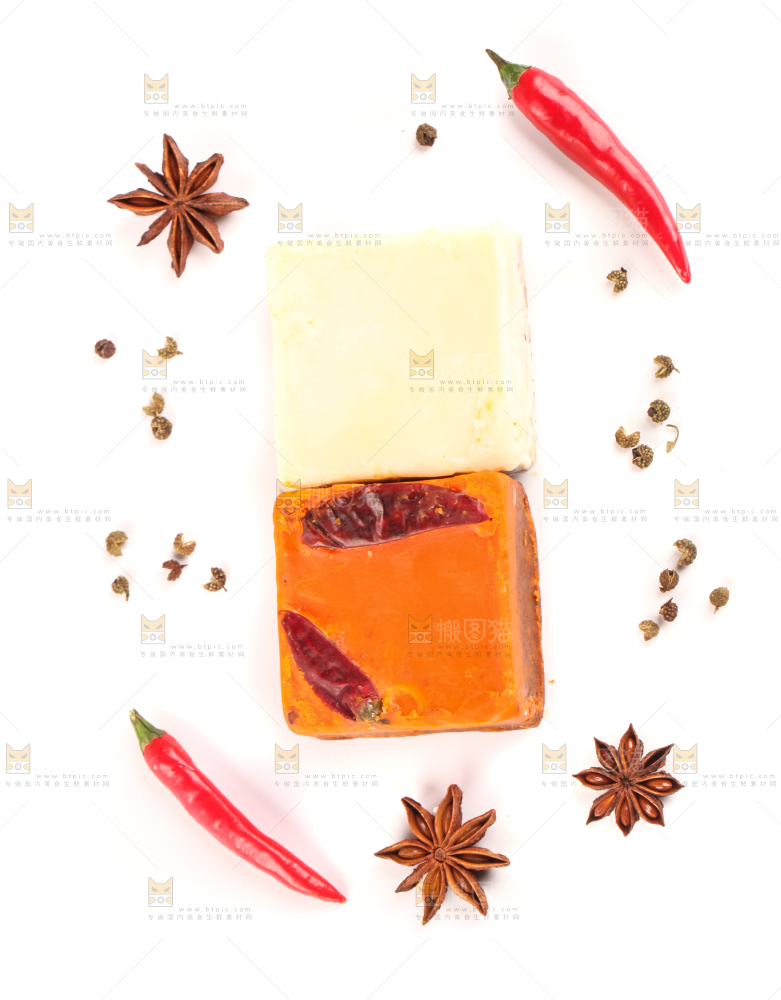 白底上的鸳鸯火锅料