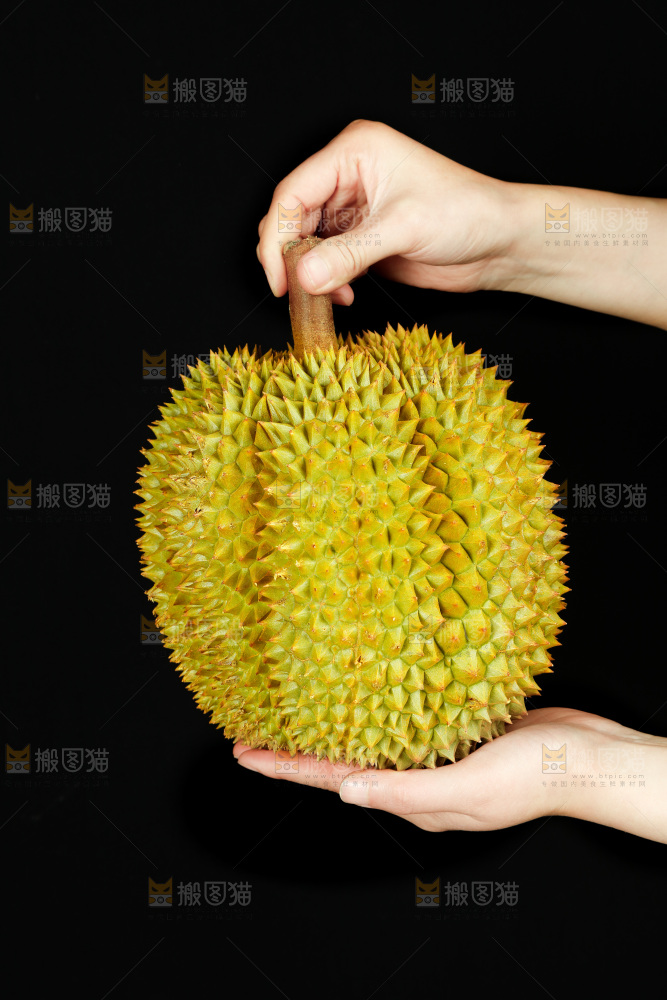 手里拿着进口甲仑榴莲