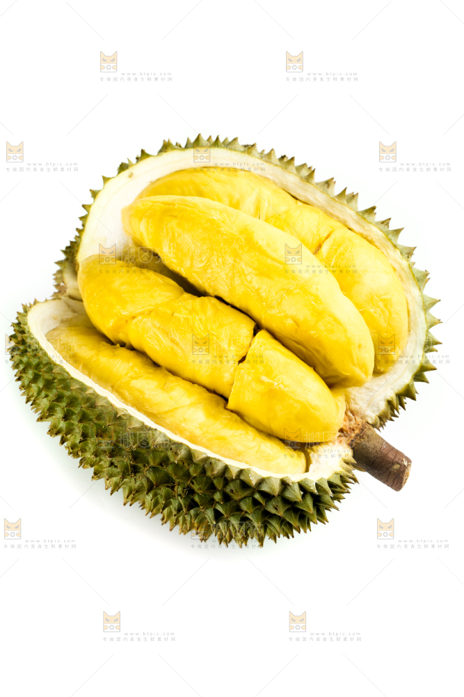 白底上摆放着甲仑榴莲