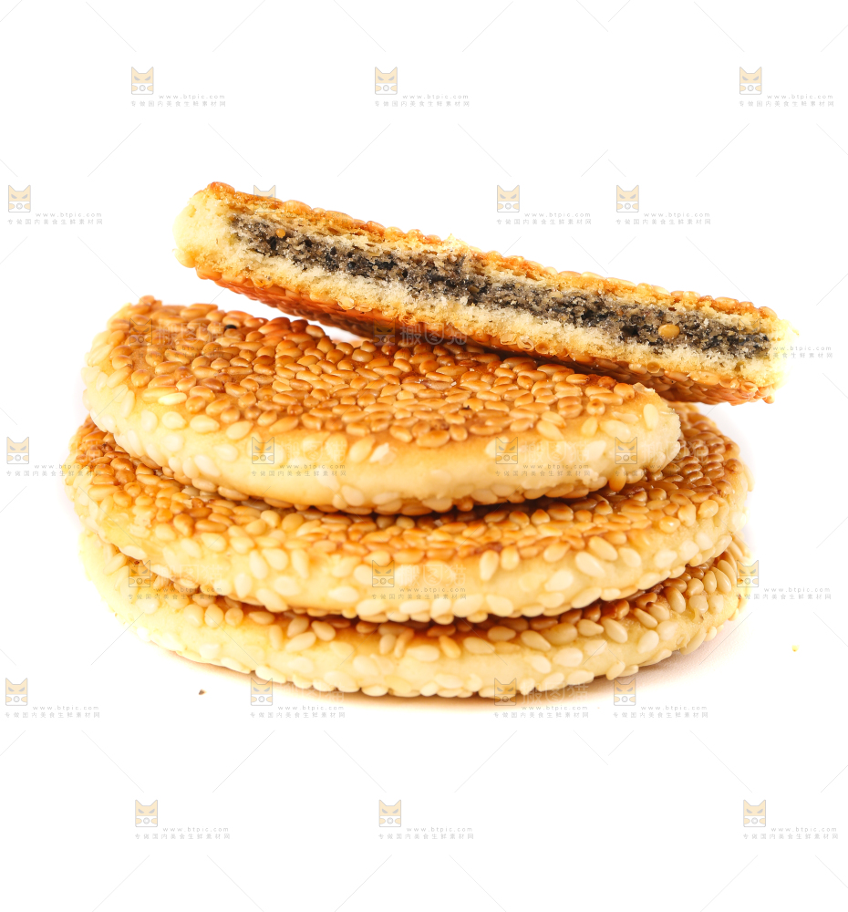 白底上的薄脆芝麻饼