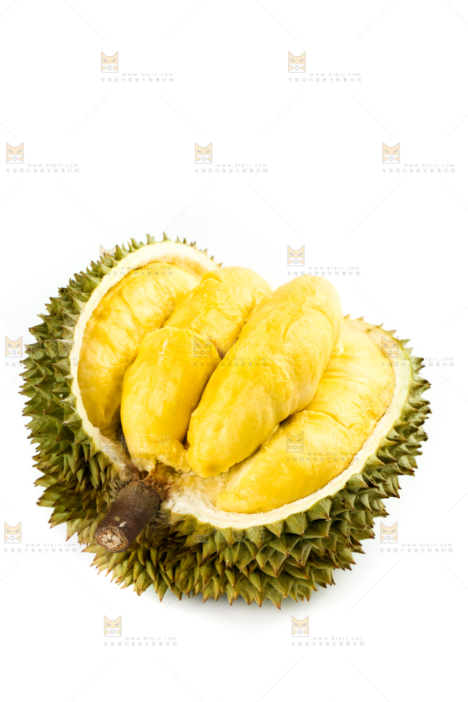 白底上摆放着甲仑榴莲