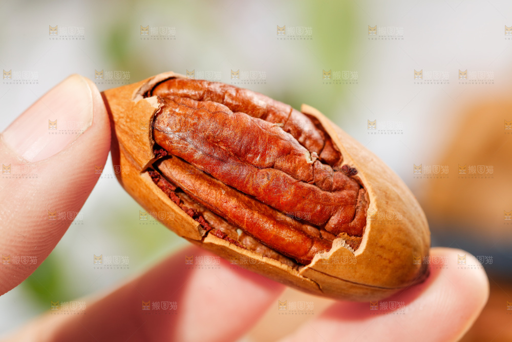 手拿剥皮的碧根果