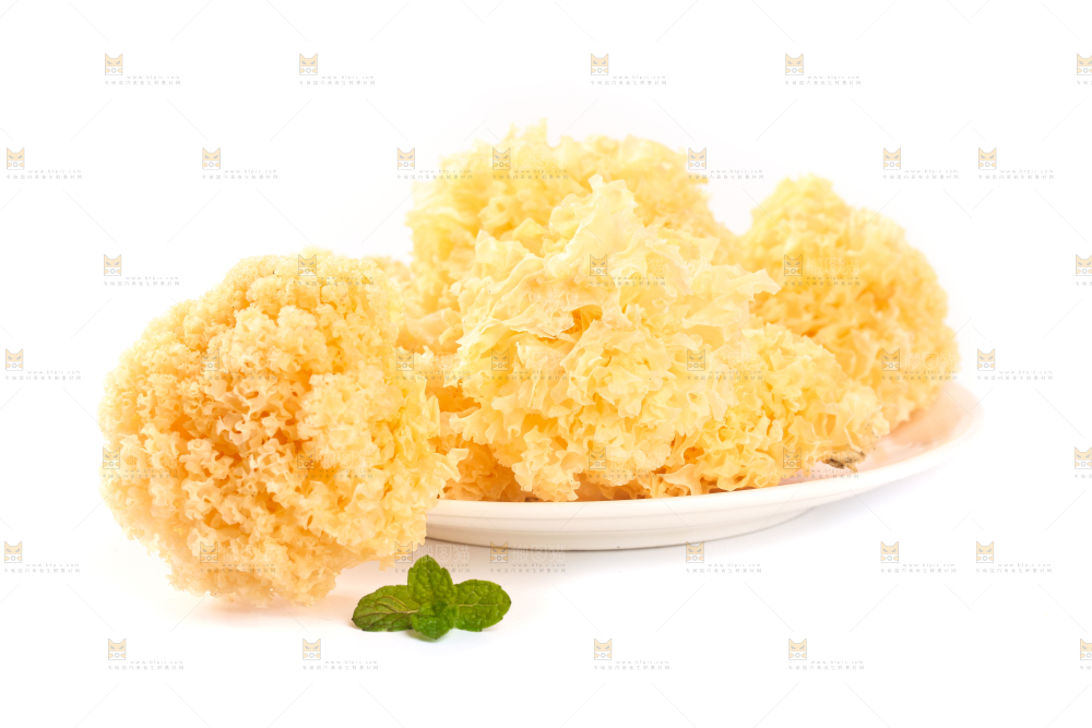 一盘雪耳放在白底上