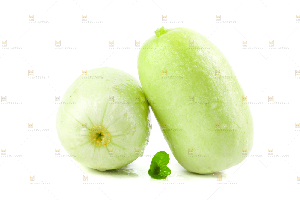 白底上的拇指小黄瓜