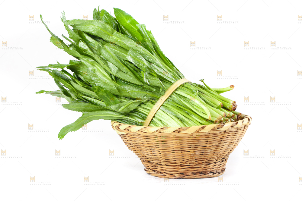 白底上放着一筐云南大香菜