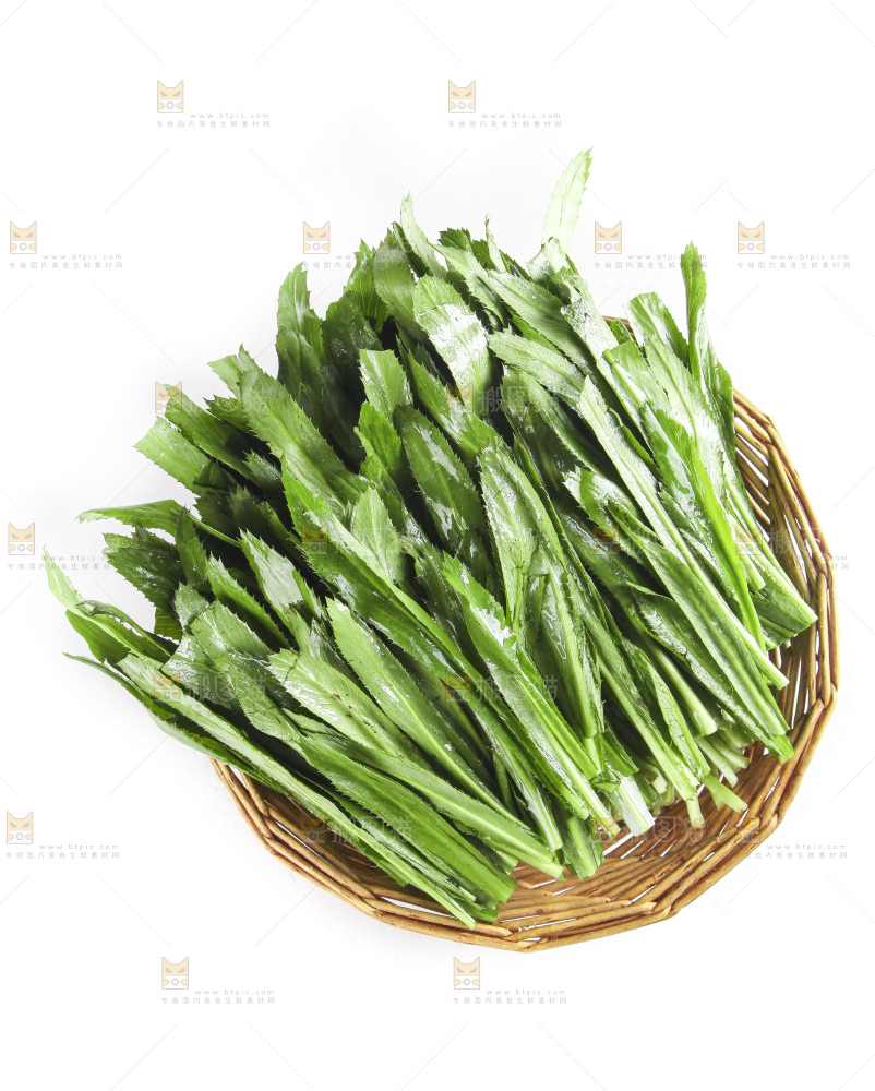 白底上放着一筐云南大香菜