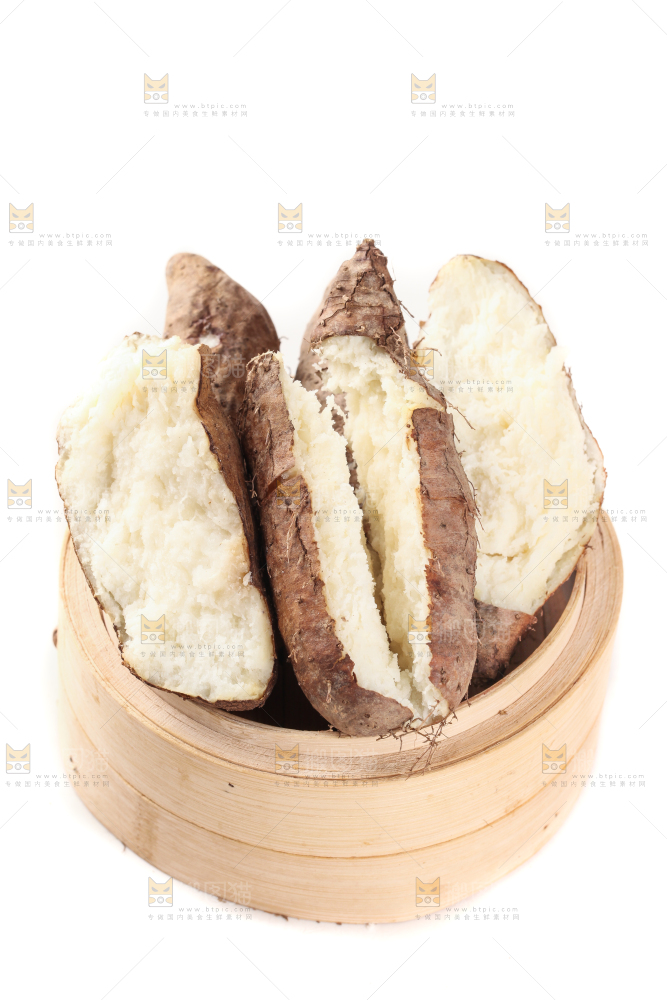 白底上放着一笼毛薯