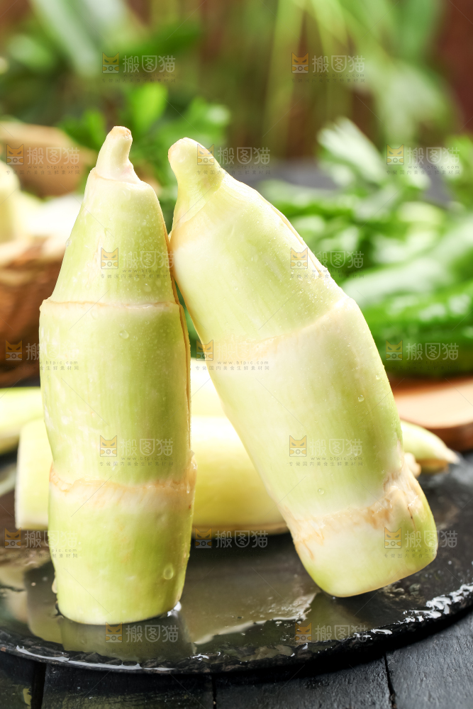 黑石板上的云南茭白