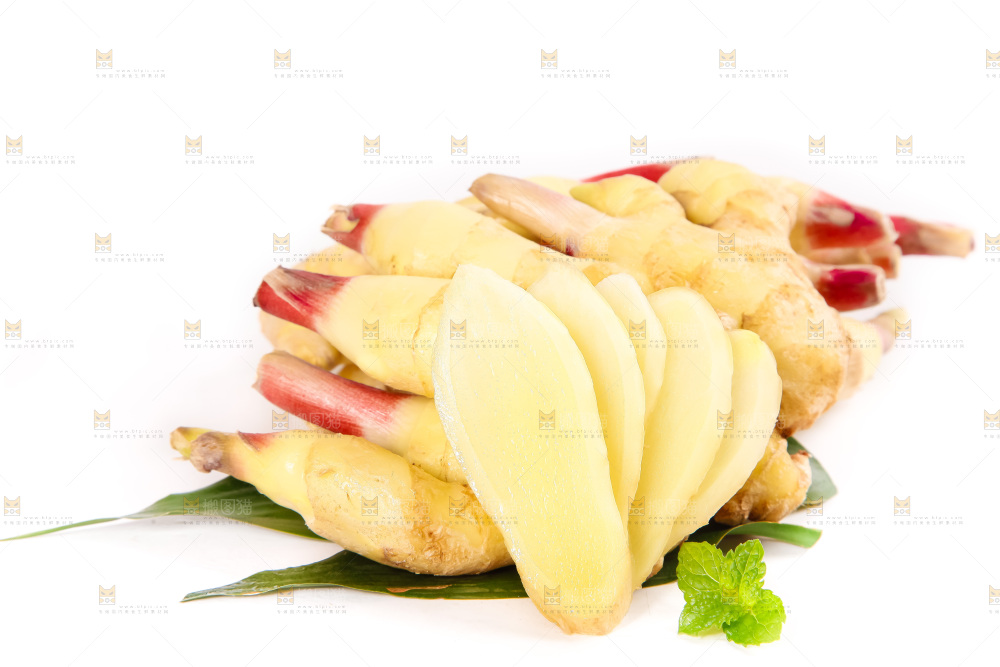 白底上的红芽姜