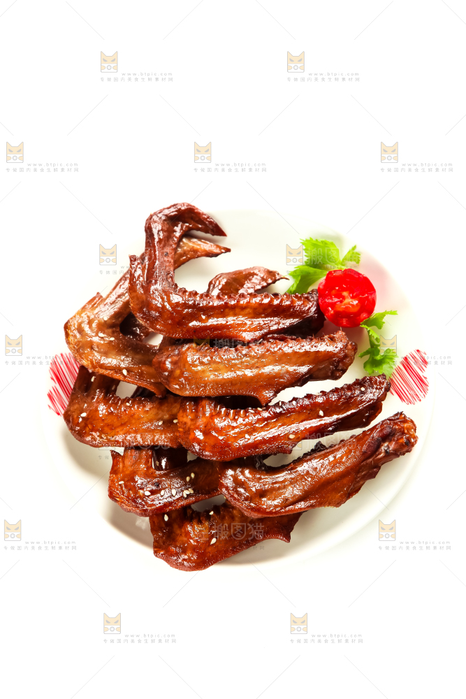 白底上放着酱香鸭翅