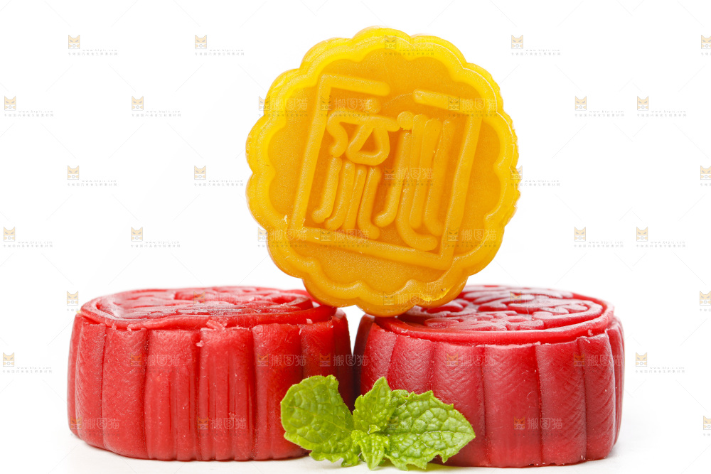 白底上的流心月饼