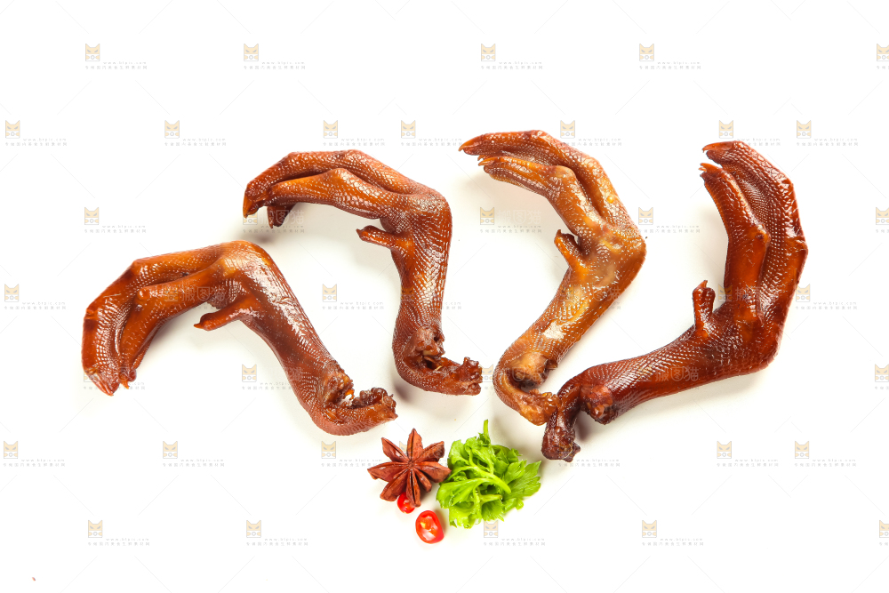 白底上的香辣鸭爪