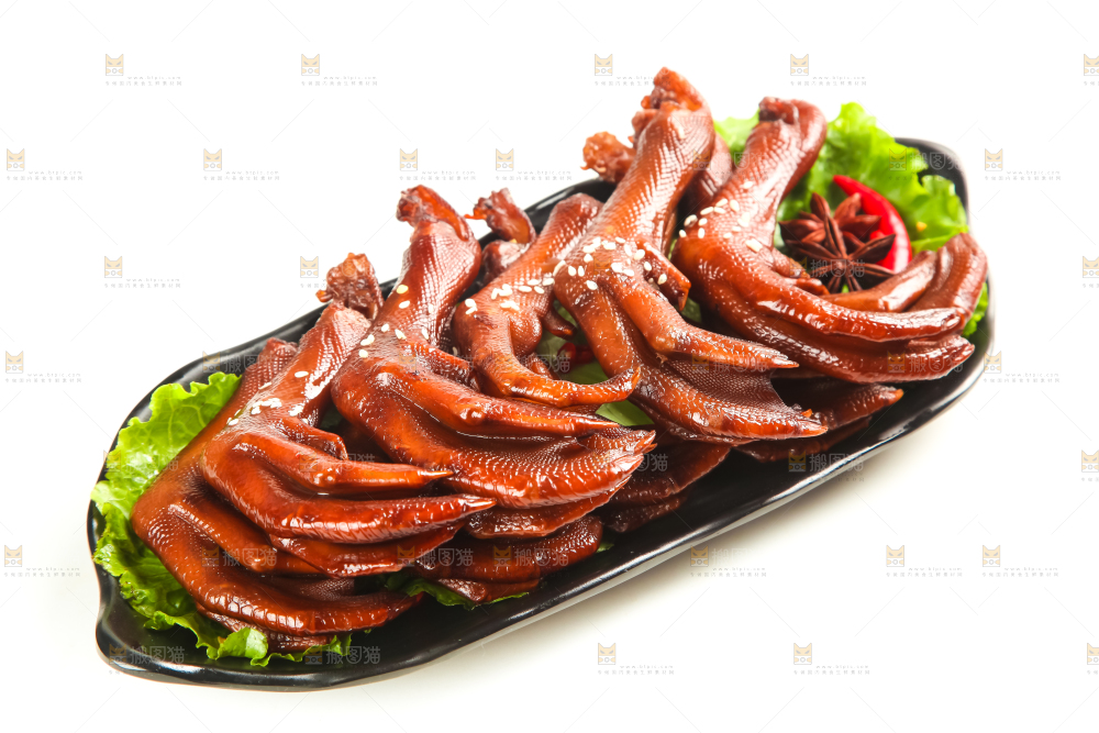 白底上的香辣鸭爪