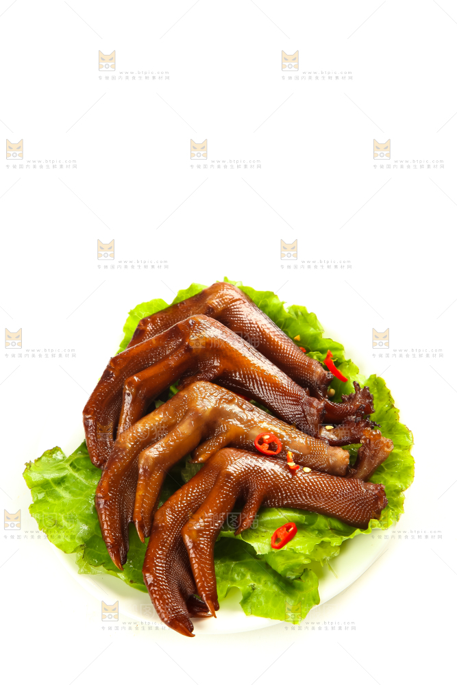 白底上的香辣鸭爪