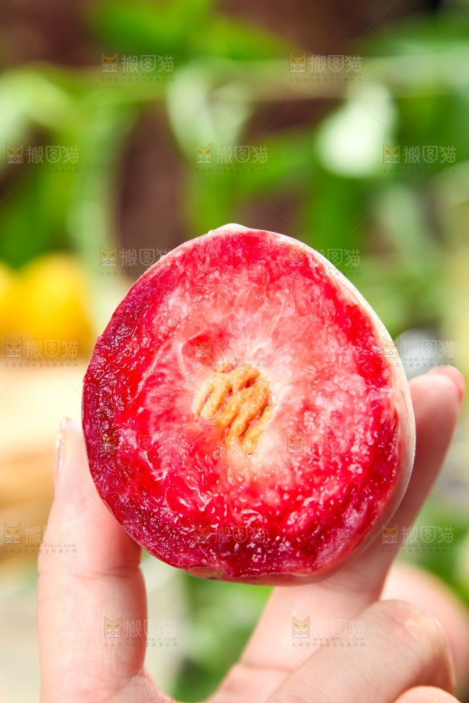 手里拿着毛桃