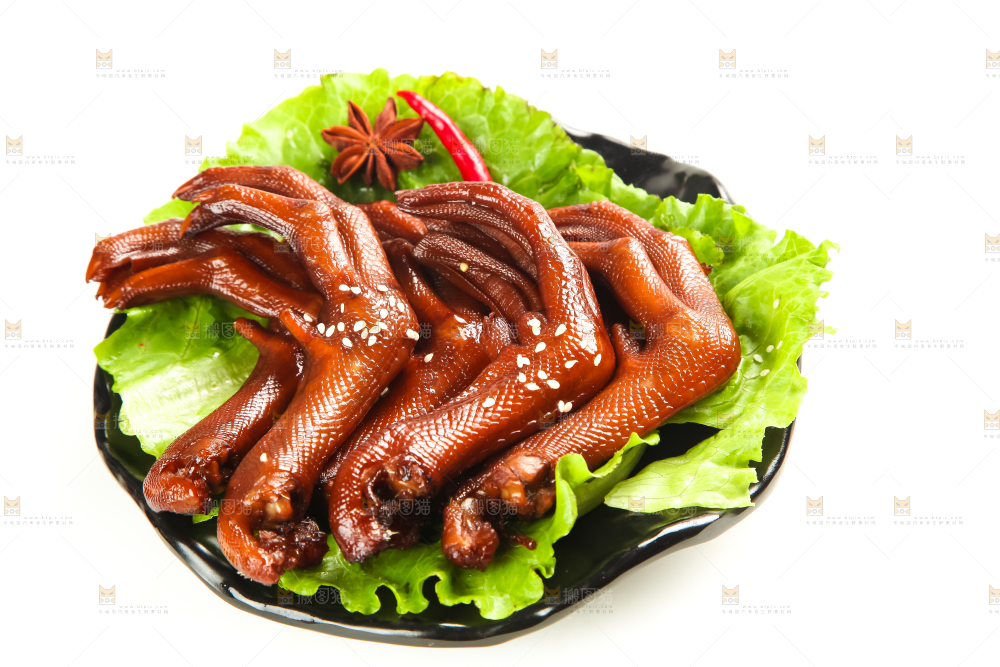 白底上的香辣鸭爪