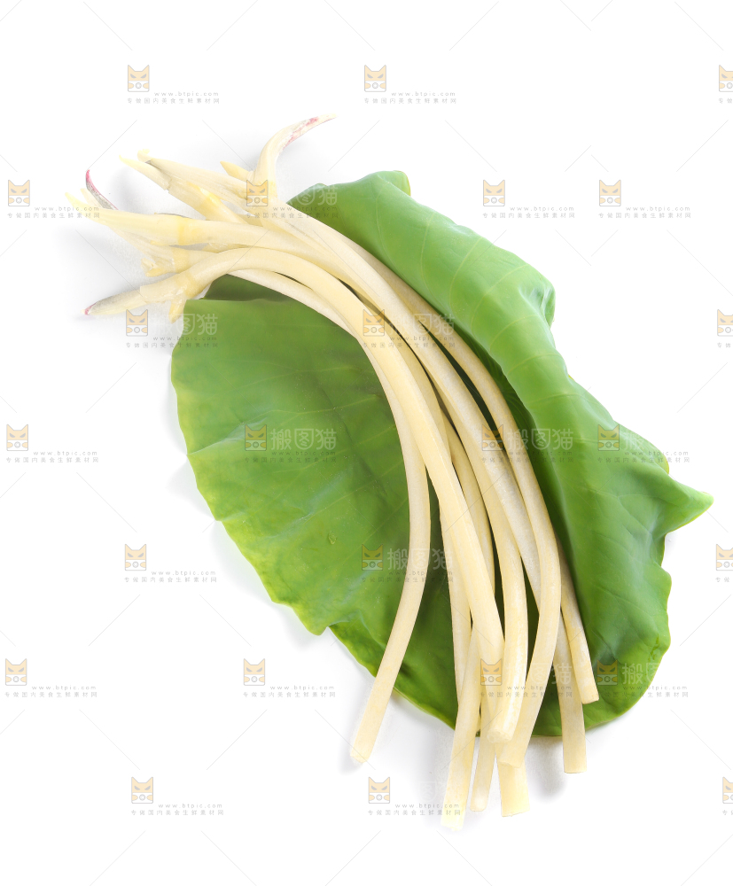 荷叶上放着新鲜藕带