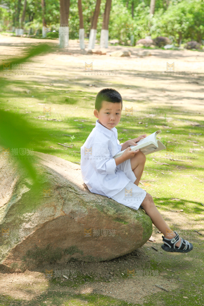 小男孩正在看书