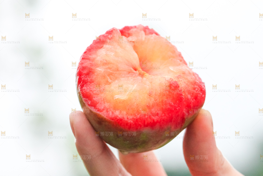 手里拿着红心李