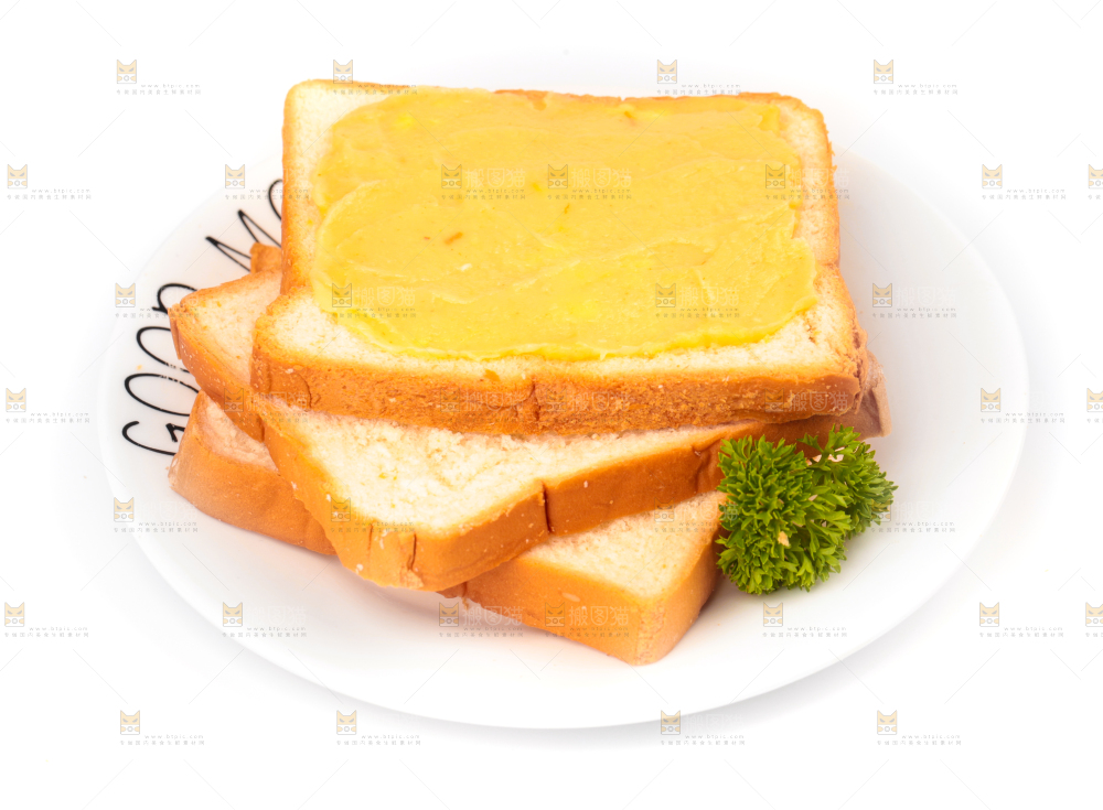 面包片上的榴莲果泥