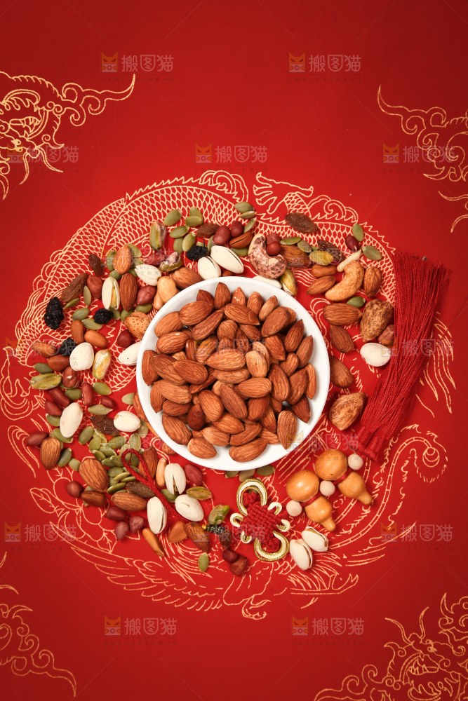红底上的干果背果素材