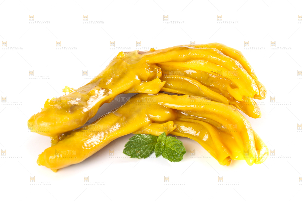 白底上摆放着鸭掌