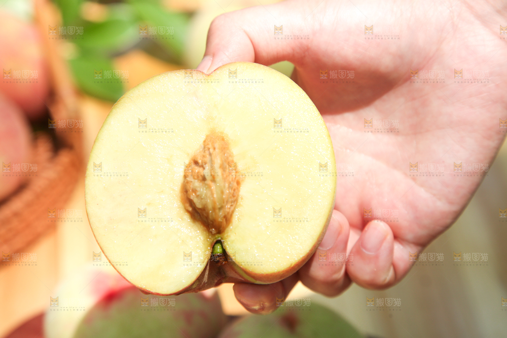 手里拿着蜜桃