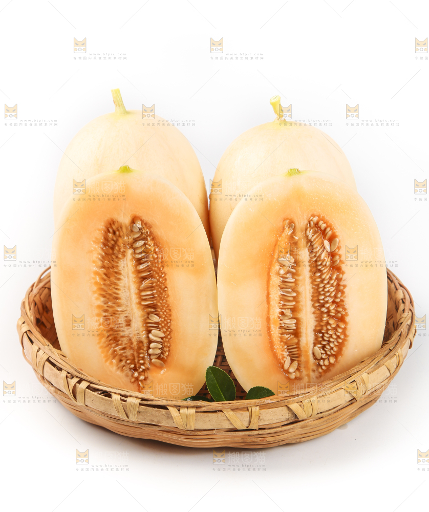 篮子里装着蜜瓜