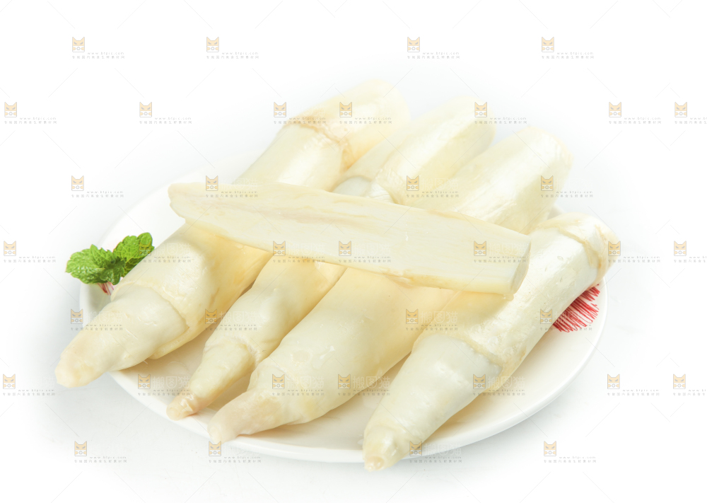 白底上摆放着茭笋
