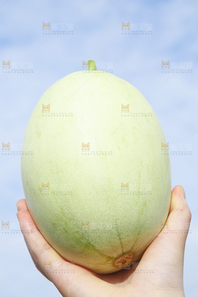 手里拿着新鲜玉菇蜜瓜