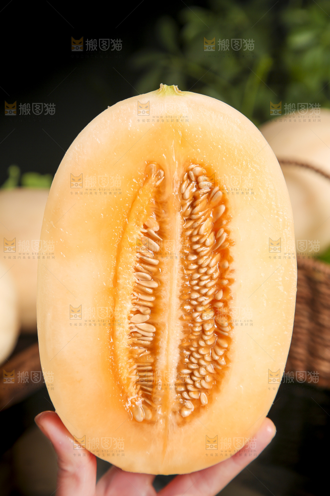 手里拿着蜜甜瓜