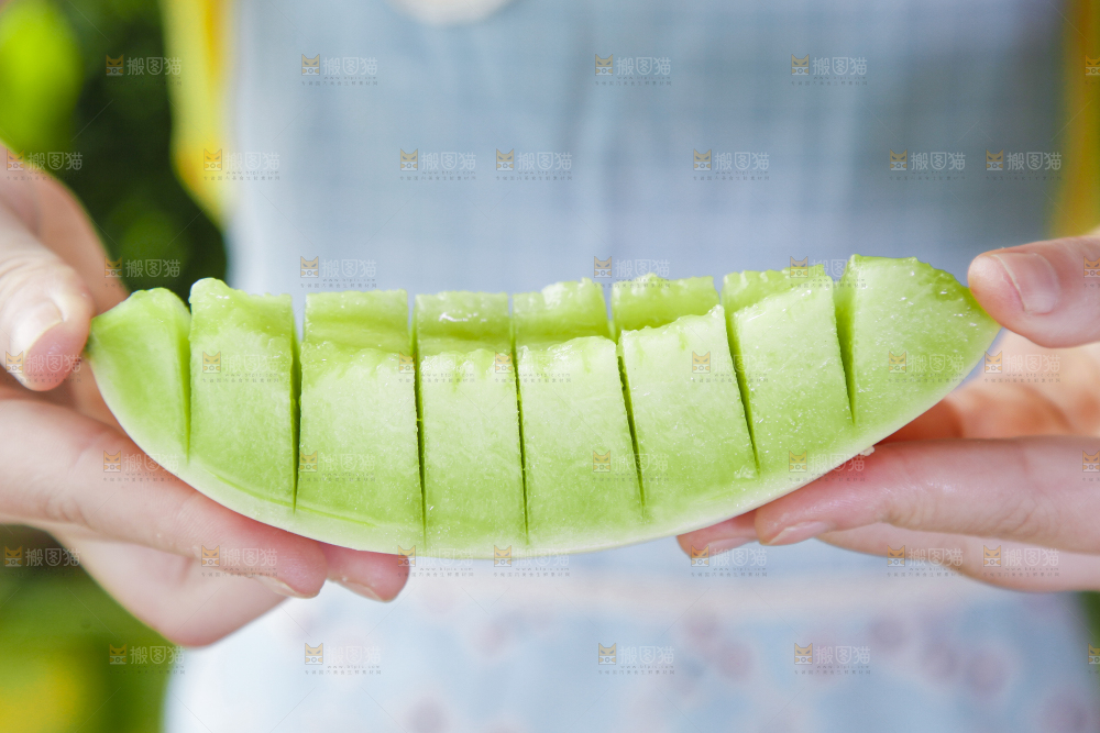 手里拿着山东玉菇甜瓜