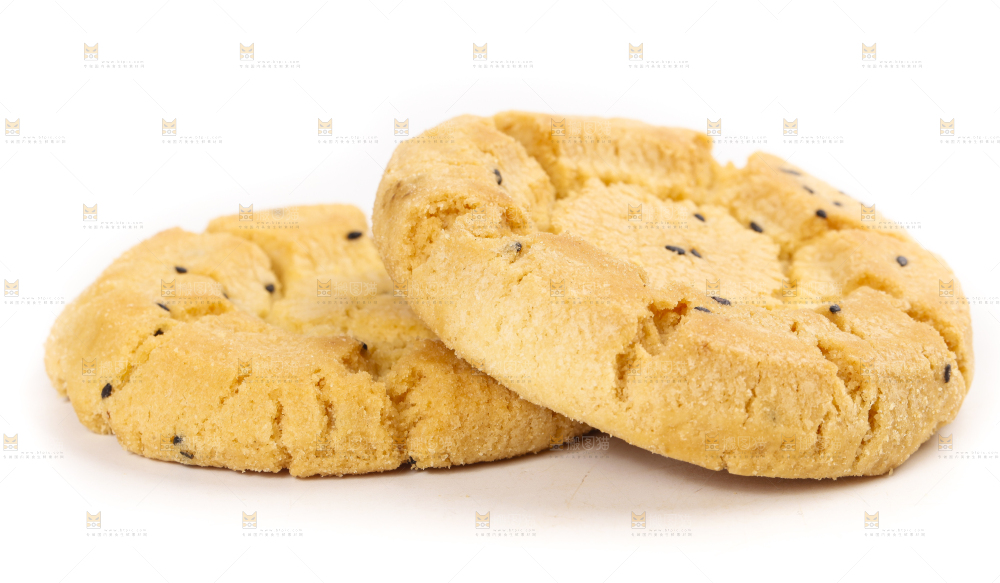 白底上摆放着桃酥饼