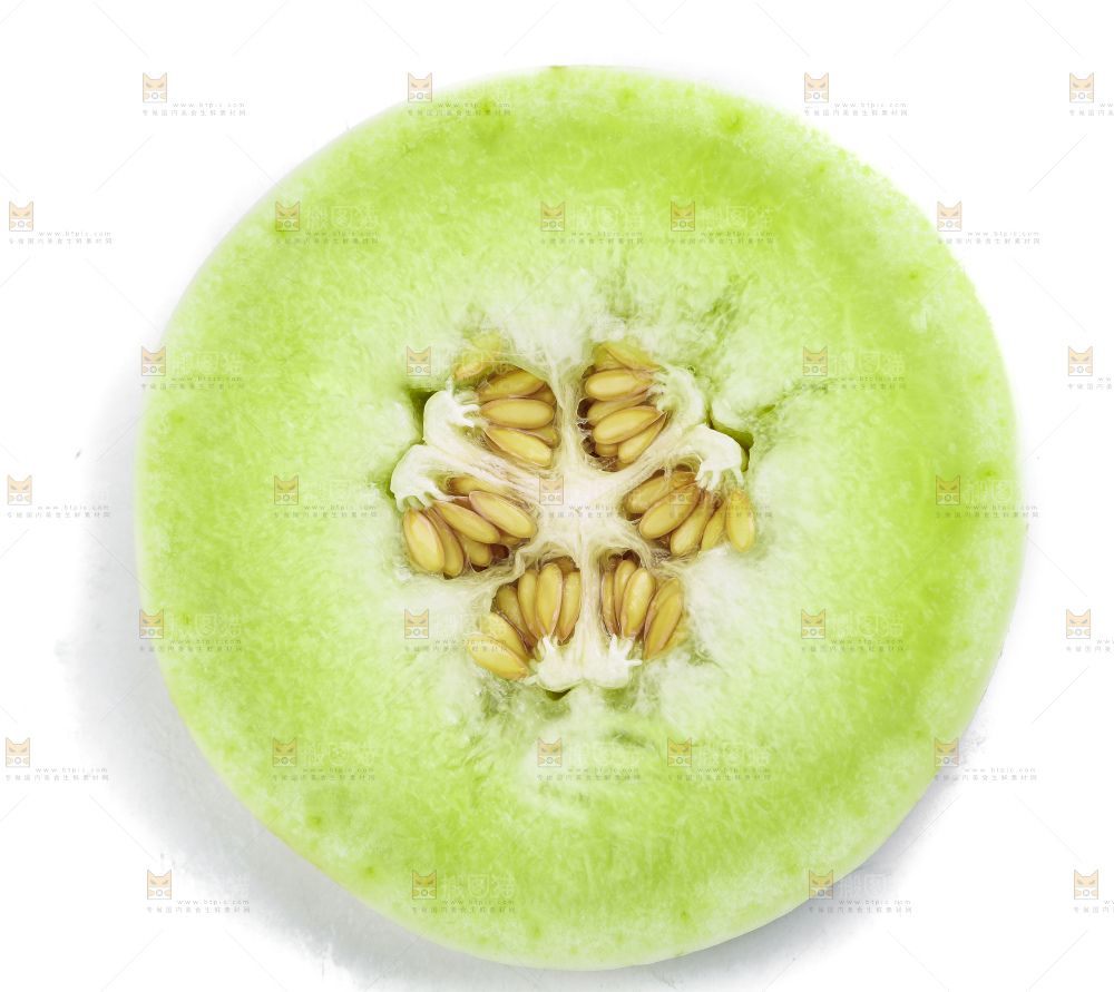 白底上摆放着山东玉菇甜瓜