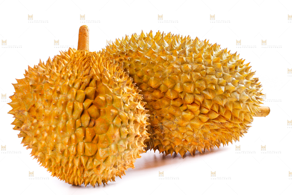 白底上放着榴莲