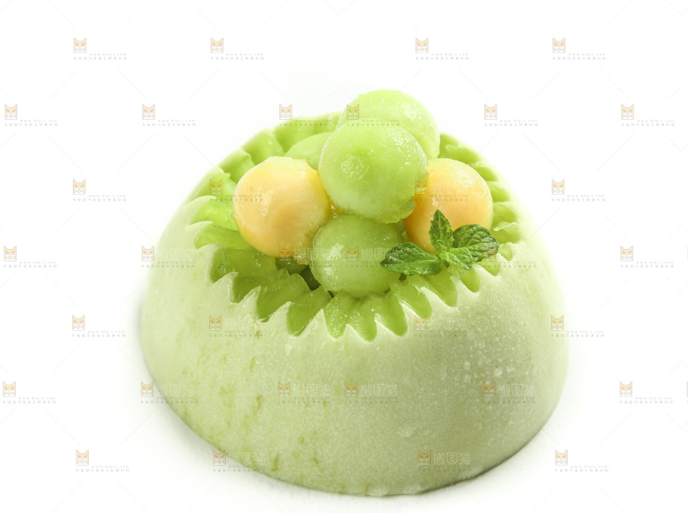 白底上放着玉菇甜瓜