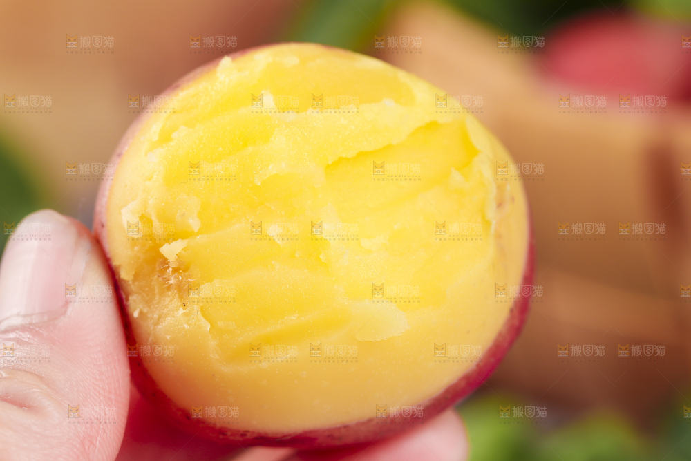 手里拿着红皮土豆