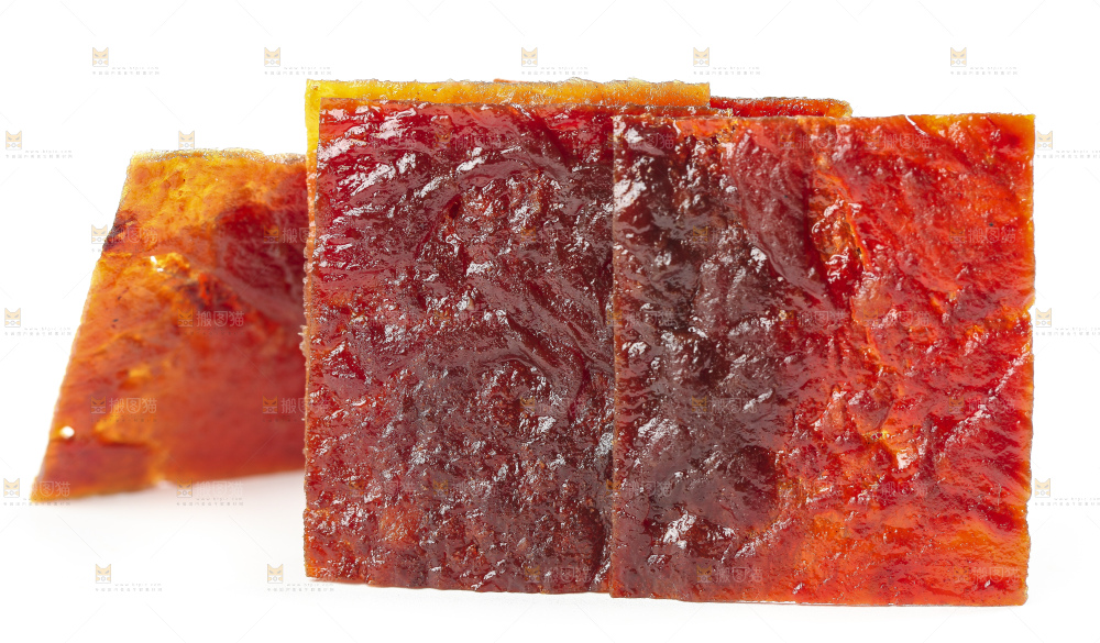 白底上摆放着猪肉脯