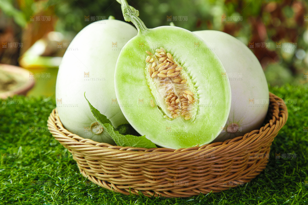 篮子里装着玉菇甜瓜