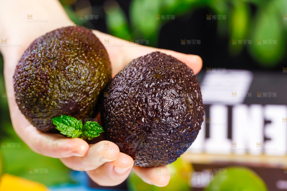 手里拿着秘鲁牛油果